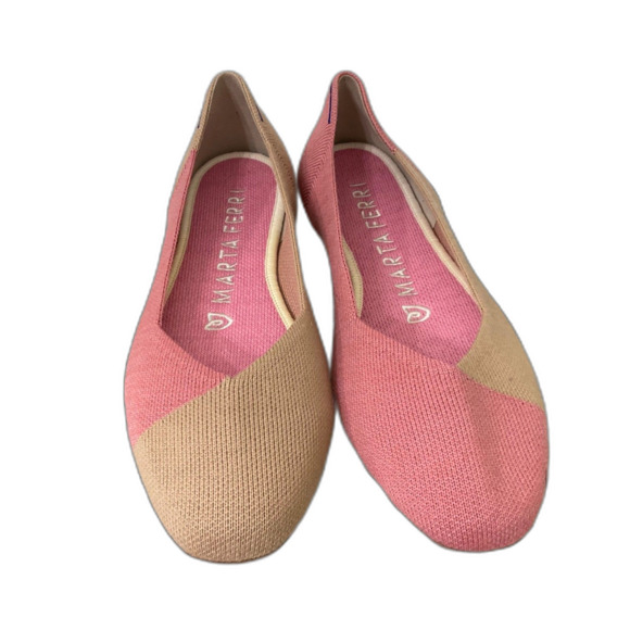 Rothy’s Marta Ferri Women’s Beige Pink Square Toe Flat Size 8.5 US - Picture 2 of 10